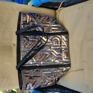 DJNY shiny silver embossed Tote bag